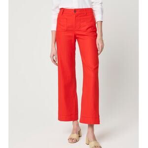 J Crew Women’s 26 Lizzie Pants Wide Leg Cotton Linen Stretch High Rise